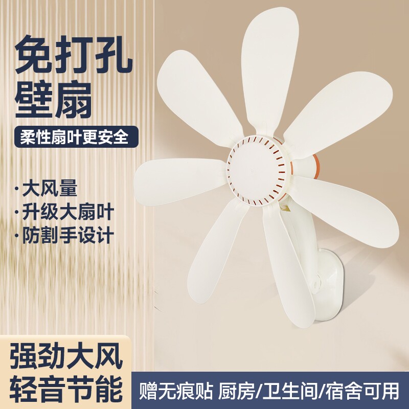 壁扇壁挂式厨房小风扇家用风扇宿舍挂墙小型电风扇挂壁免打孔叶片