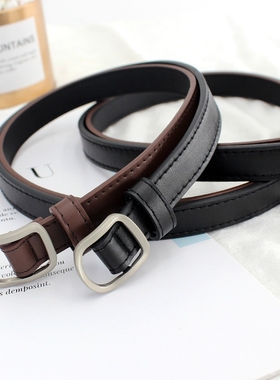 韩国D形日字扣腰带女无孔皮带学生ins风细牛仔裤带免打孔一件代发