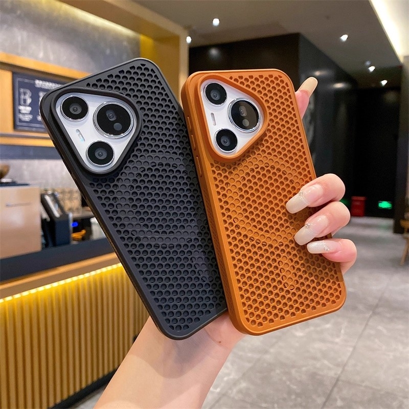 适用华为mate70手机壳镂空mate60pro+蜂窝透气散热pura80磁吸充电p70pro防摔mate50e高档通用男女保护套新款