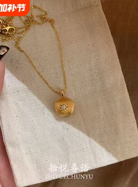 「平安之夜」中古意大利金色苹果项链高颜值设计感圣诞锁骨毛衣链