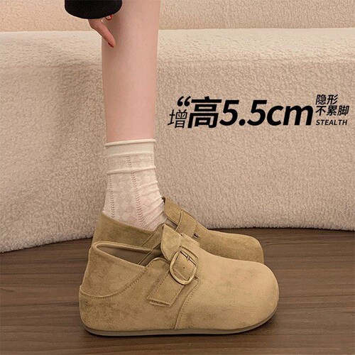 厚底内增高全包勃肯鞋女2026春夏新款两穿复古休闲一脚蹬博肯单鞋