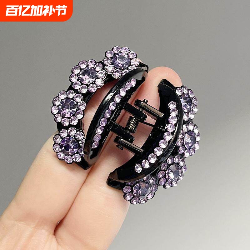 水钻抓夹发夹女2026新款妈妈头饰后脑勺盘发鲨鱼夹中号半扎发头饰