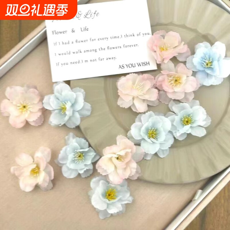 春日渐变粉花朵发夹甜美氛围感侧边夹头花森系花发卡发饰头饰