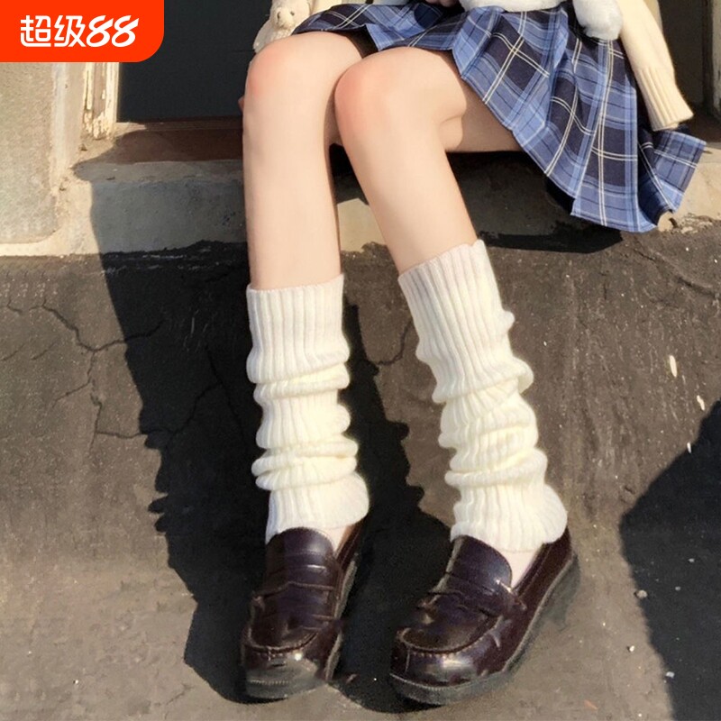 白色袜子女秋冬款保暖堆堆袜小腿袜jk套脚修饰腿型袜套搭配雪地靴