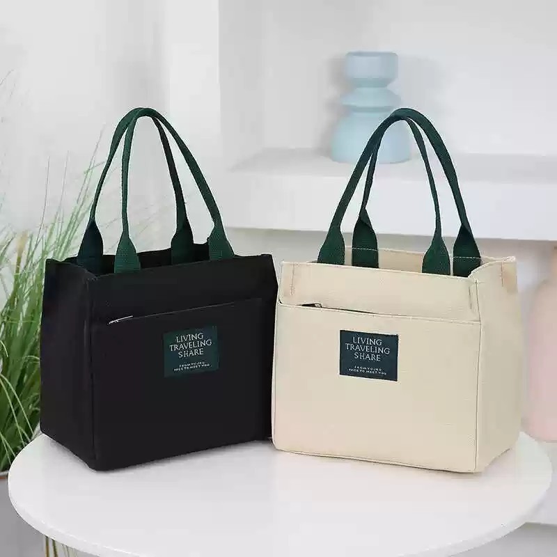 新款日式环保帆布手提包饭盒袋子上班族通勤带饭便当包手拎袋百搭