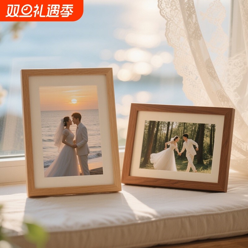照片6寸相框空框摆台结婚登记照高级感洗照片做成相册婚纱照摆件