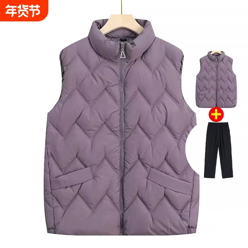 妈妈冬装背心外套羽绒棉马甲坎肩中老年人女奶奶保暖棉服马夹加绒