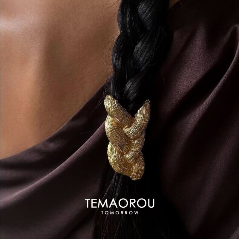 设计感~T家设计金属发丝麻花发绳欧美ins风发圈发卡绑麻花辫发饰