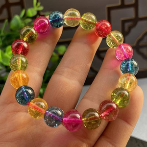 天然碧玺海蓝宝超七紫黄晶绿幽灵灰蓝月光金发晶石榴南红玛瑙手串