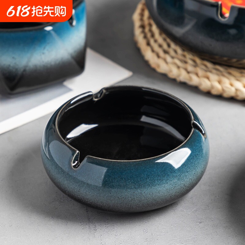 创意大号烟灰缸复古个性陶瓷防飞灰家用客厅办公室高级感烟灰缸