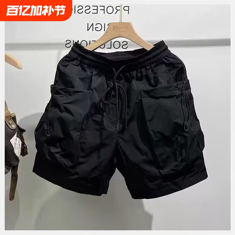 夏季工装运动短裤男冰丝速干宽松多口袋青少年学生休闲冰丝大口袋