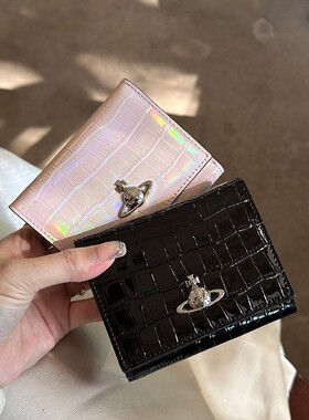 日韩风短款钱包女卡包鳄鱼纹钱夹