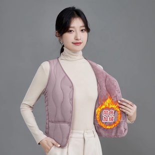 百搭内胆 v领坎肩修身 2025新款 秋冬羽绒棉马甲女加绒保暖背心短款
