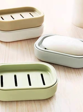 手工皂香皂盒肥皂盒创意旅行便携双层沥水盒小香台面带盖镂空绿色