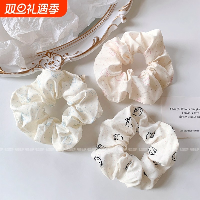 新款韩系kt猫发圈甜美可爱马尾气质大肠头绳简约设计少女发饰发绳