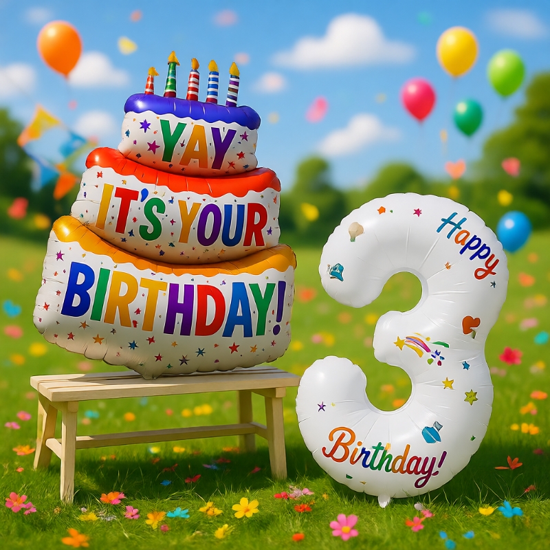 生日数字气球印花生日派对布置