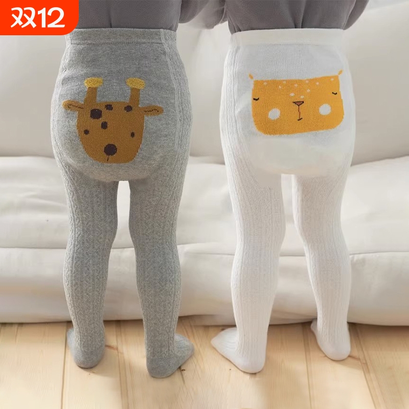 宝宝纯棉春秋加厚打底裤一体款