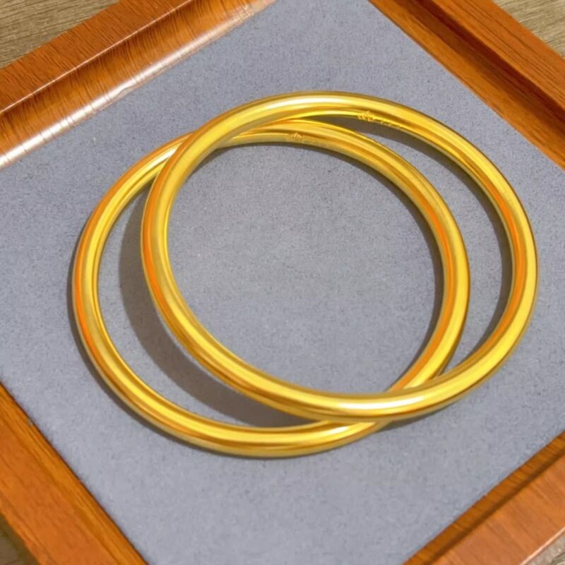 越南沙金手镯莲花手镯古法镯子素圈精品传承手镯进金店高级女戒指