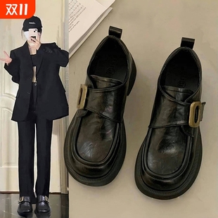 女英伦风2025新款 子百搭通勤软底乐福鞋 爆款 黑色jk单鞋 秋季 小皮鞋