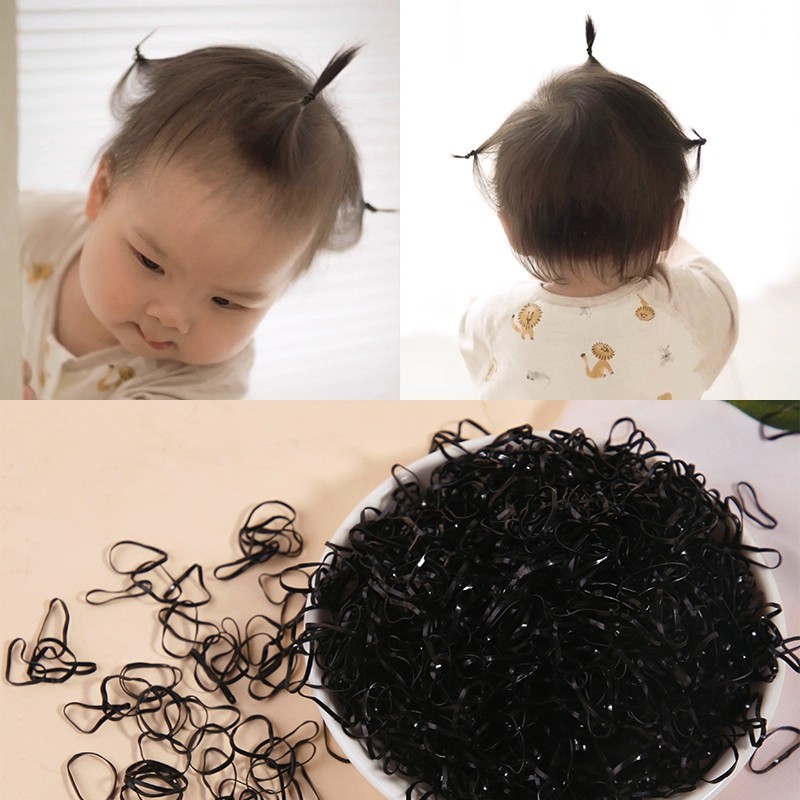 婴儿橡皮筋宝宝扎头发一次性皮筋儿童扎羊角辫黑色发圈发绳发饰