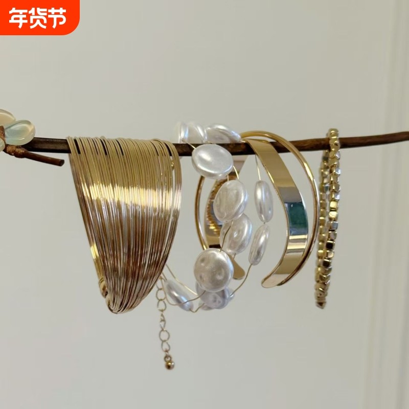 欧美夸张新款多层缠绕开口手环叠戴手镯辣妹复古朋克风套装女七夕,饰品/流行首饰/时尚饰品新,手镯,淘宝优惠券,粉丝福利购,淘宝优惠卷