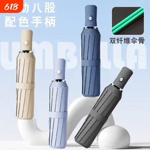 24段骨双龙骨全自动黑胶雨伞