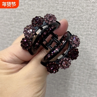 新款捷克钻抓夹高档镶水钻小发夹女头发夹子妈妈气质盘发发饰洋气