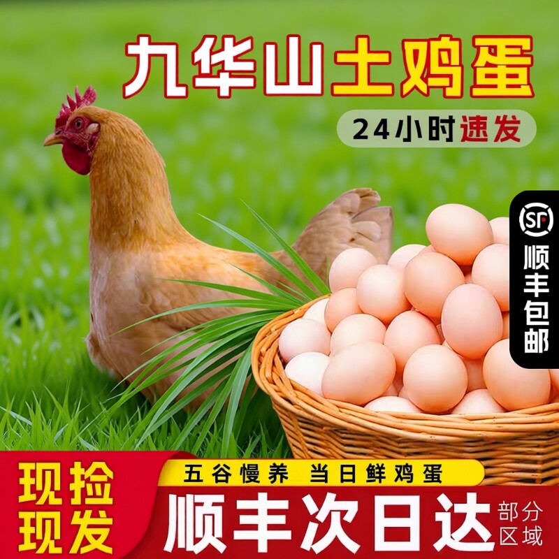 安徽土鸡蛋60枚九华山正宗散养农家笨鸡蛋柴鸡蛋新鲜40枚顺丰包邮