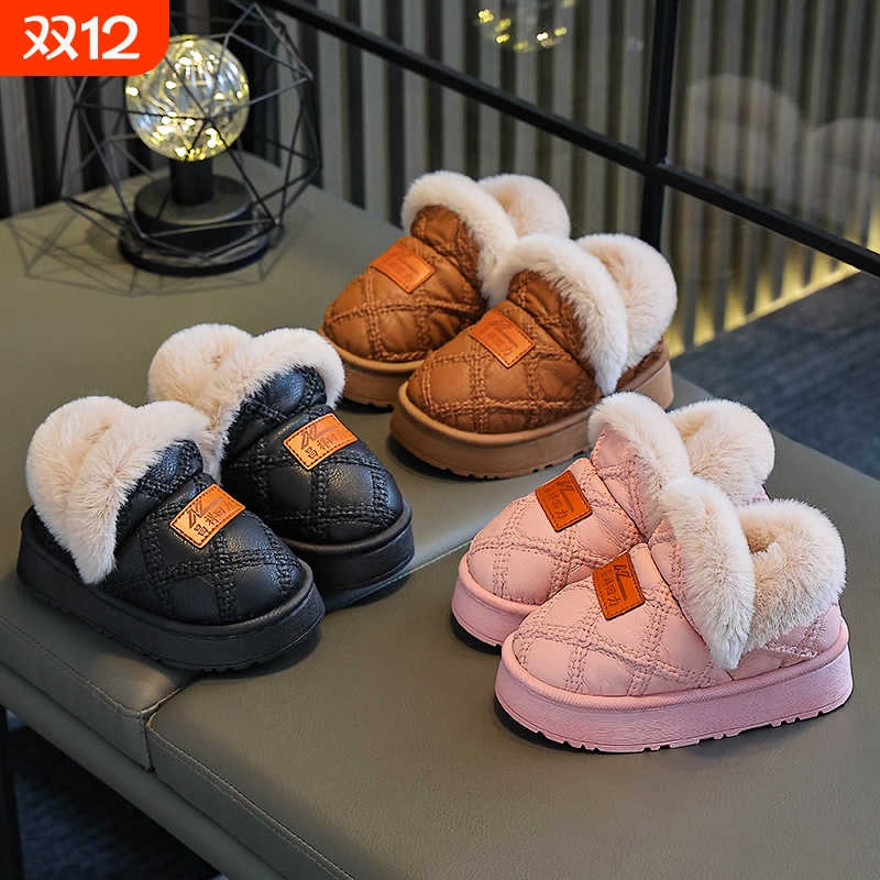 室内家居加绒保暖儿童包跟棉鞋