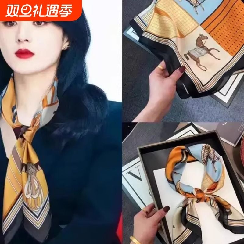 春秋新款丝巾女韩版百搭款时尚气质妈妈丝巾小方巾领巾绑包发带女