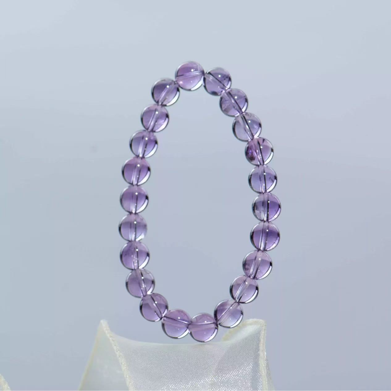 爆款紫水晶手链冰种仿玻利维亚水晶手串浅紫色礼物送女朋友三圈