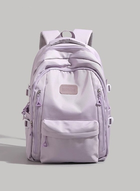 大学生双肩包女2025新款初中小学生书包电脑包德国旅行包紫色红色