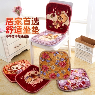 毛绒坐垫椅子垫屁垫保暖办公室凳子餐椅家用防滑通用座椅方形 冬季