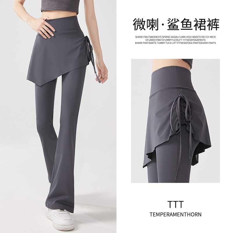 假两件裙裤高腰瑜伽裤鲨鱼裤秋冬外穿运动女大码收腹打底裤子提臀