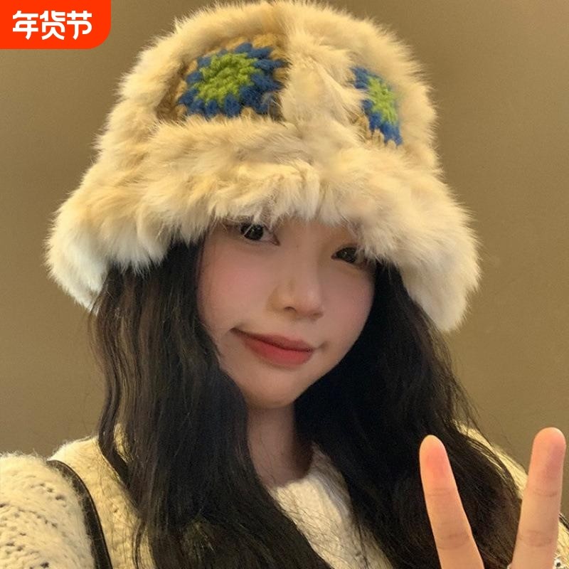 兔毛醒狮帽子女秋冬可爱保暖毛绒渔夫帽百搭显脸小水桶毛茸茸盆帽,服饰配件/皮带/帽子/围巾,帽子,淘宝优惠券,粉丝福利购,淘宝优惠卷