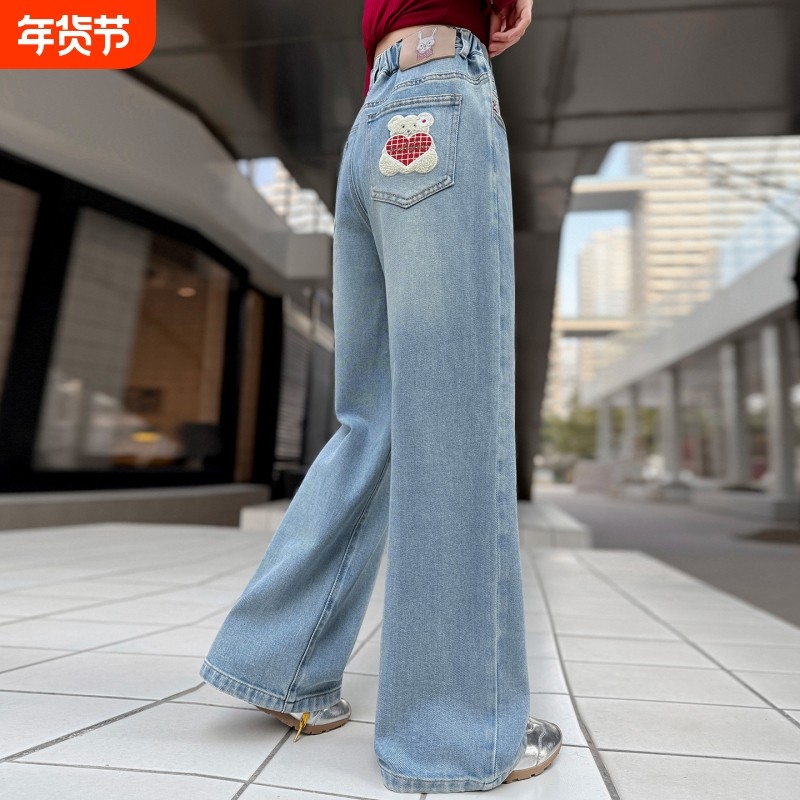 女童牛仔裤春秋2026新款儿童洋气百搭裤子中大童春装阔腿直筒裤潮,童装/婴儿装/亲子装,裤子,淘宝优惠券,粉丝福利购,淘宝优惠卷