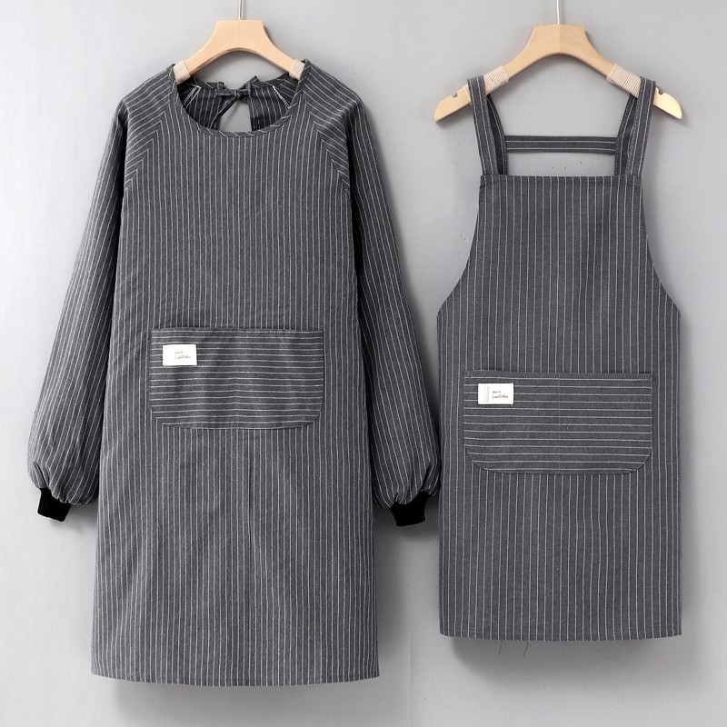 韩版长袖围裙纯棉女家用厨房2025新款洋气罩衣工作服围腰家务加长