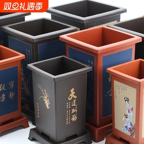 树脂花盆中国风古典仿紫砂兰花盆