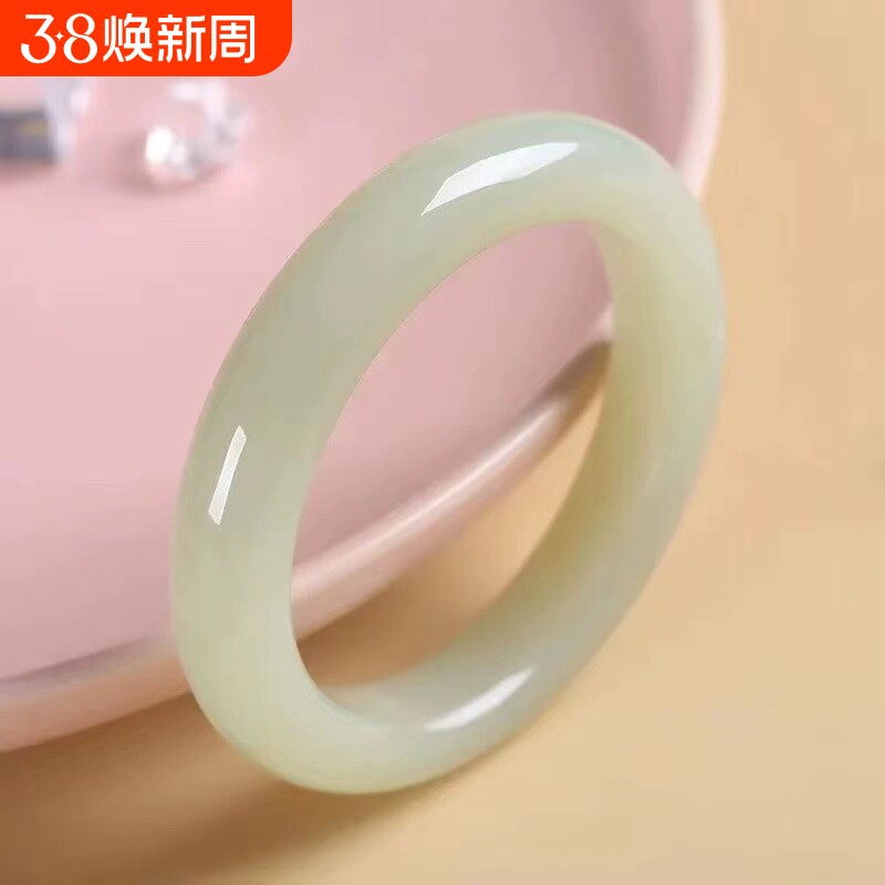 爆款新疆和田玉手镯高端羊脂细条圆条女款玉镯仿玉石玉镯手饰