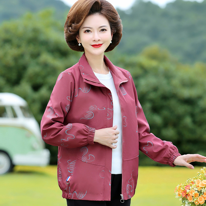 中老年妈妈秋季外套奶奶上衣休闲