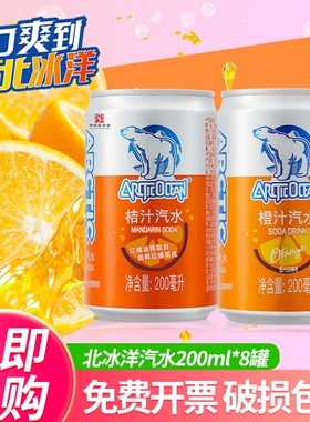 北冰洋橙汁汽水200ml*8罐整箱mini怀旧老北京碳酸饮料果汁玻璃瓶