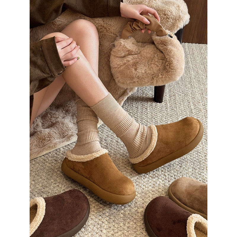 小土豆棉鞋女2025新款秋冬季毛毛鞋加绒保暖外穿包头半拖鞋勃肯鞋
