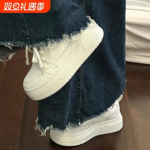 赵露思同款厚底小白鞋女2024新款百搭白鞋原创鞋子潮小众板鞋平底