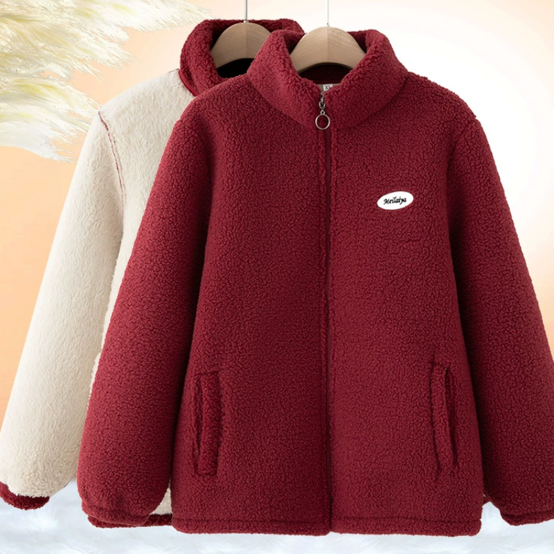 颗粒绒妈妈外套秋冬加绒加厚保暖上衣宽松外穿中老年奶奶女款衣服