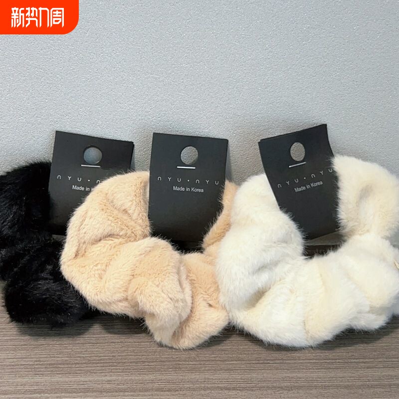 秋冬韩国软糯手感貂绒毛绒大肠发圈温柔气质淑女头绳发绳皮套发饰