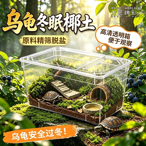 乌龟冬眠专用椰土过冬椰砖苔藓爬宠蜥蜴蛇寄居蟹保暖垫料饲养箱盒