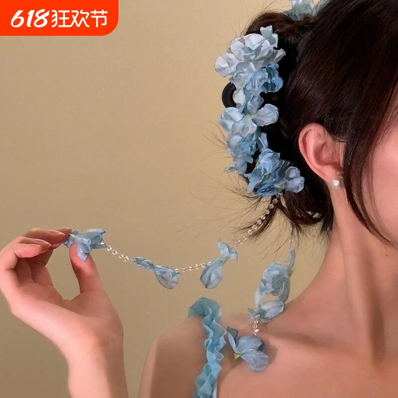 蝉鸣知夏!氛围感绣球花抓夹!设计感流苏鲨鱼夹旅行发卡花朵发夹