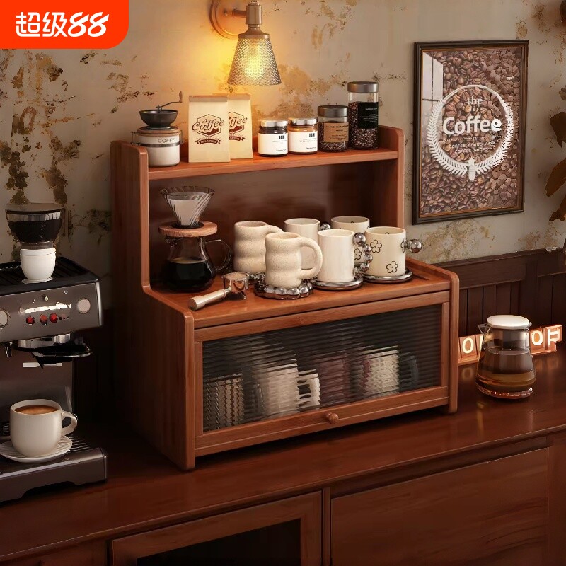 桌面杯子收纳带门茶杯茶具展示架图片