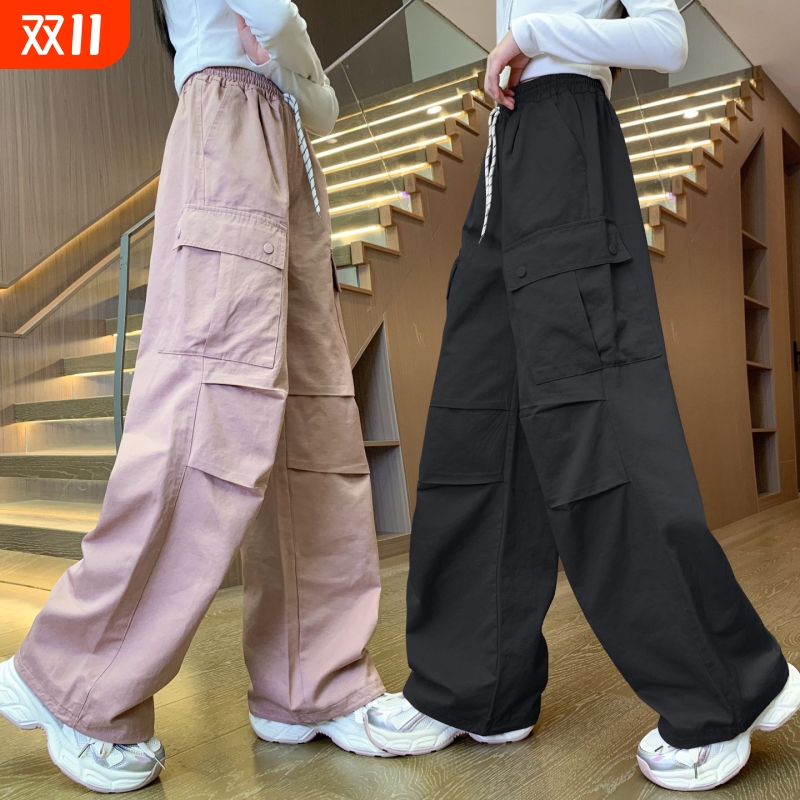 女童裤子春秋款女大童韩版炸街休闲裤儿童长裤女装初中生工装裤潮