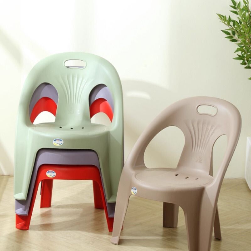 加厚塑料靠背小椅子家用小凳子客厅坐凳靠背椅换鞋凳茶几可叠放